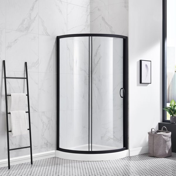 Ove Decors Ensemble de douche ronde coulissante avec base incluse l 32,87 po x H 76,97 po Ove Decors Ensemble de douche ronde coulissante avec base incluse l 32,87 po x H 76,97 po